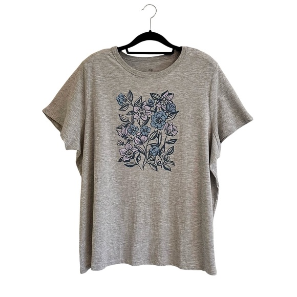 Dip Flower Graphic Organic Cotton Blend T-Shirt 3X Gray Blue - Picture 1 of 4